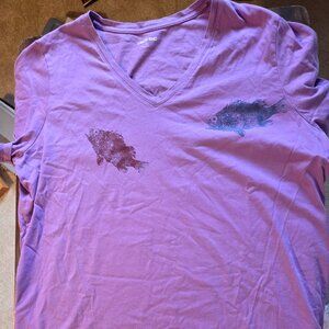 Lands' End Purple Hawaiian Shirt